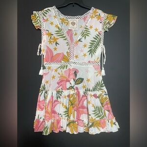 Floral Dress with Pink and Green Accents